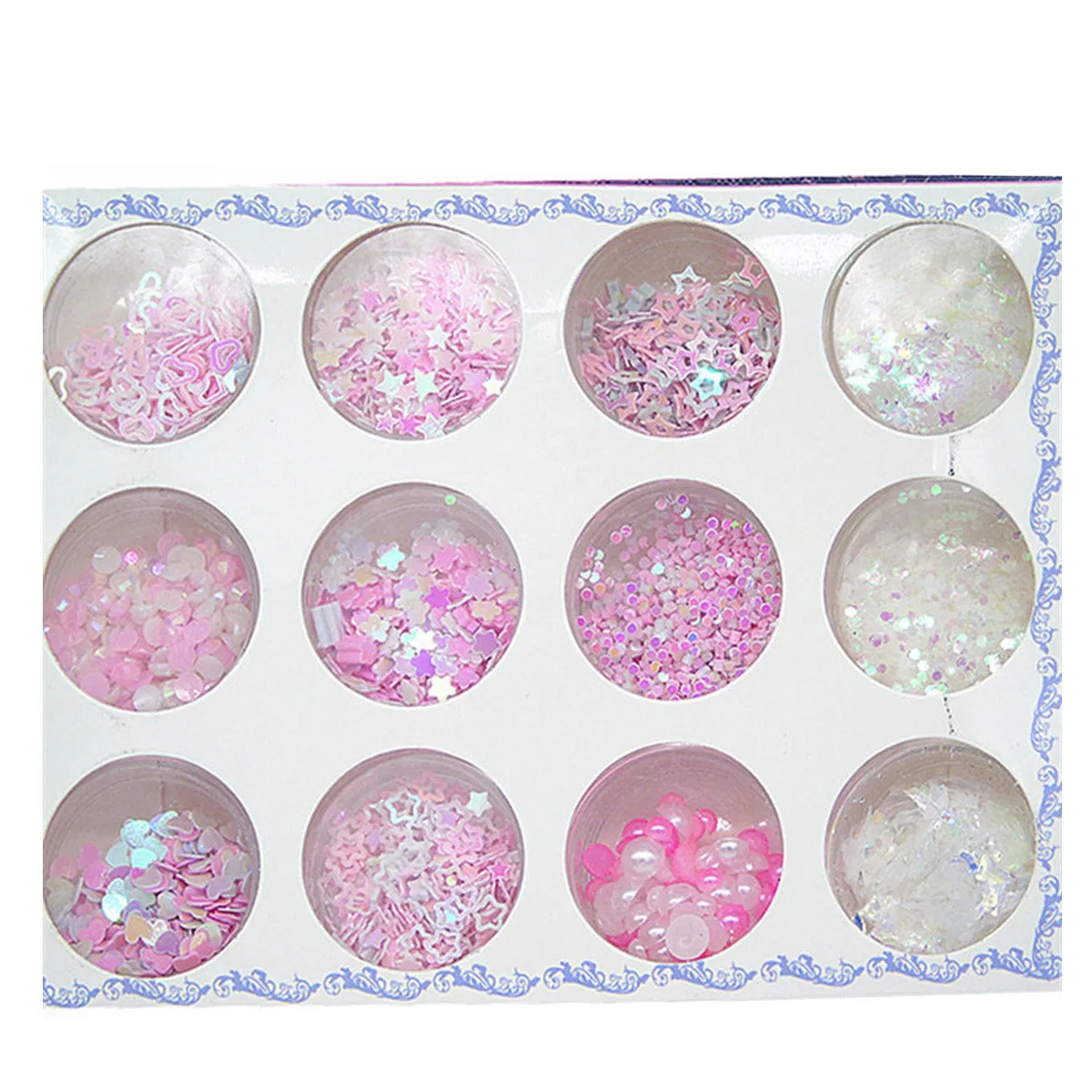 

Nail Art 3D Decorations Star Broken Glass Pearl Stickers Sequins Studs Charms Pink White Mix Nail Glitter Paillette Flakes Tools