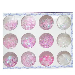 Nail Art 3D Decoraties Ster Gebroken Glas Parel Stickers Pailletten Studs Charms Roze Wit Mix Nail Glitter Paillette Vlokken Gereedschap