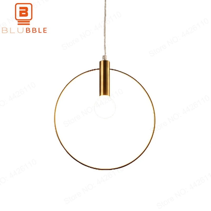 BLUBBLE Vintage Antique Golden Circle Pendant Lights Originality Plated Vacuum Modern Led lamp Bar Counter Hanglamp Simple image 2