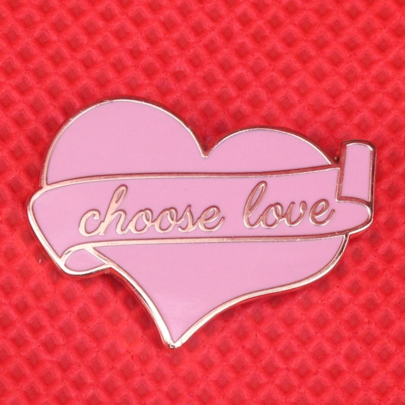 Choose love enamel pin pink heart brooch spread love badge positive pins love is love equal rights jewelry LGBT gift