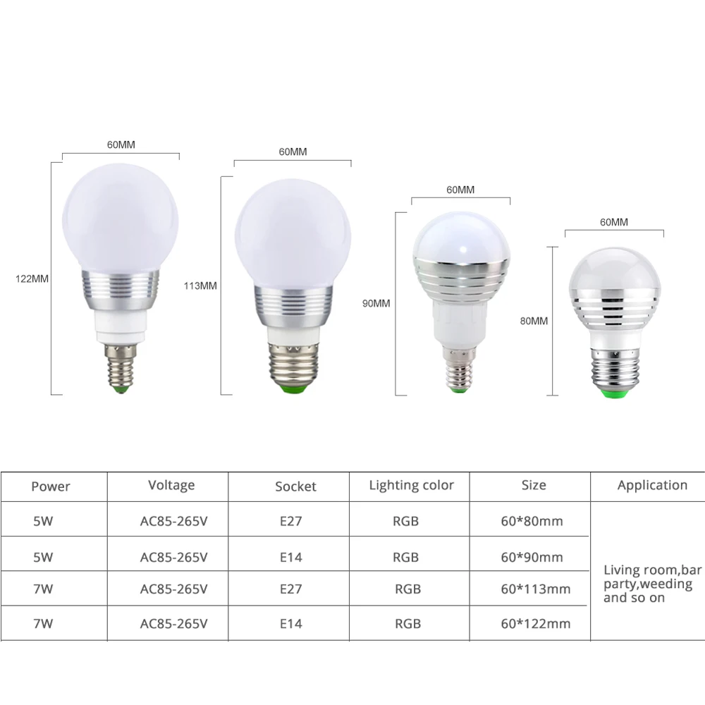 Neuheit E27 E14 RGB LED Nacht licht Lampen 5W 7W AC 85-265V Weihnachten Schlafzimmer Dekoration led lampe Mit 24 Tasten Fernbedienung