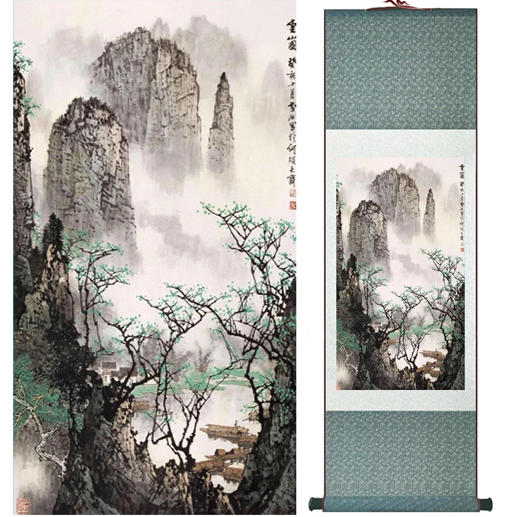 

Mountain and River painting Chinese scroll painting landscape art painting home decoration picture 041706