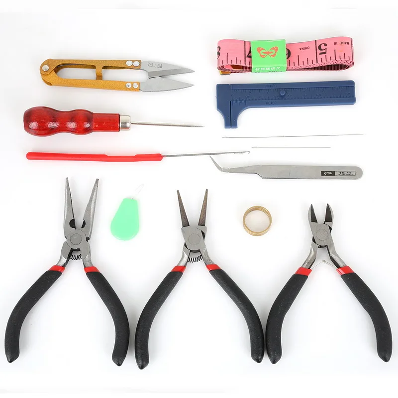 

13Pcs/Set Jewelry Beading Needle Ruller Scissors Tweezer Crimper Pliers Tool For DIY Jewelry Making Tools & Equipment Handmade