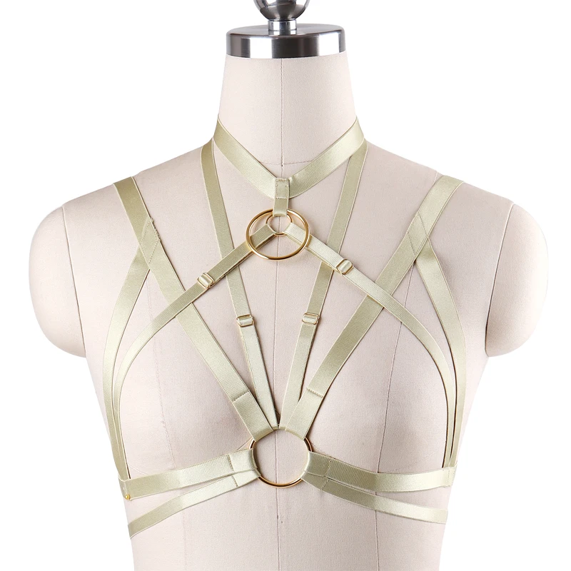 

Harajuku Gothic Quality Body Harness Sexy Bondage Harness Fetish Rave Wear Crop Top Bra Erotic Body Cage Bra Bondage Dress