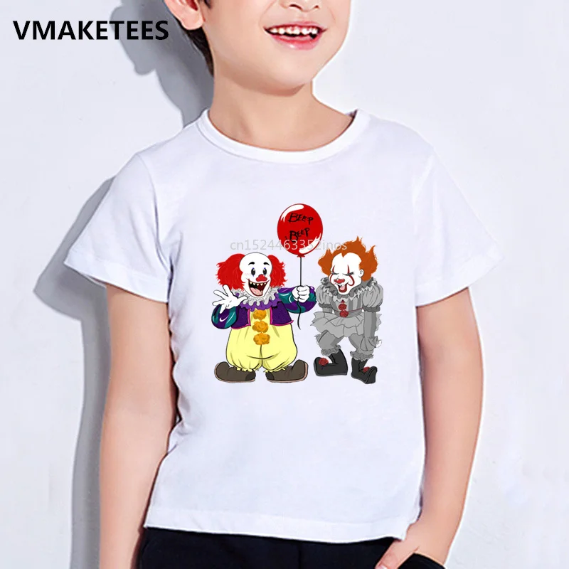 Kids Summer Girls & Boys T shirts Pennywise Movie It Losers Cartoon Print Children's T-shirt Casual Funny Baby Clothes,HKP5171