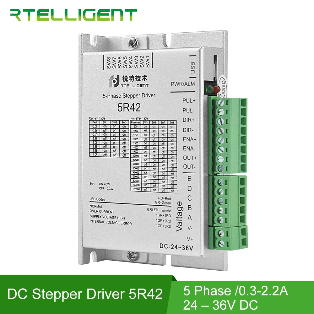 rtelligent driver nema 17 com fases driver de motor de passo de 072 graus controlador de driver ac dc para motor nema17 cinco fases 01