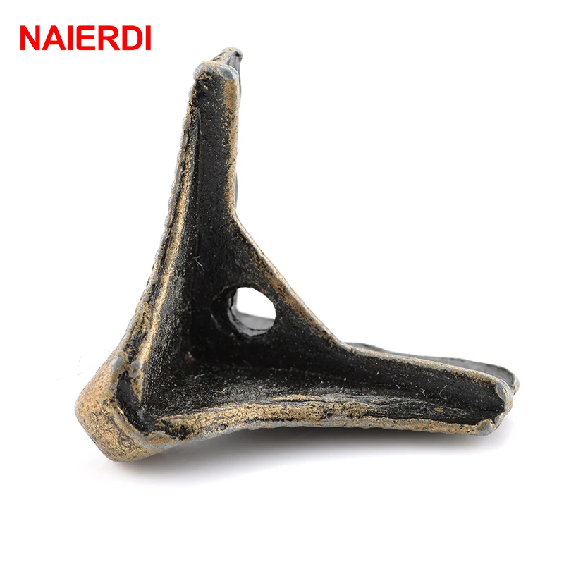 4PCS NAIERDI Antique Corner Protector Bronze Jewelry Box Wooden Case Decorative Feet Leg Corner Bracket Furniture Hardware