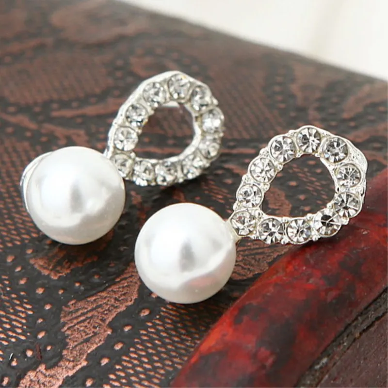 Full Crystal Pearl Water Droplets Stud Earrings for Women Wedding Jewelry Boucles d\'oreilles Pendientes Valentine\'s Day Gift