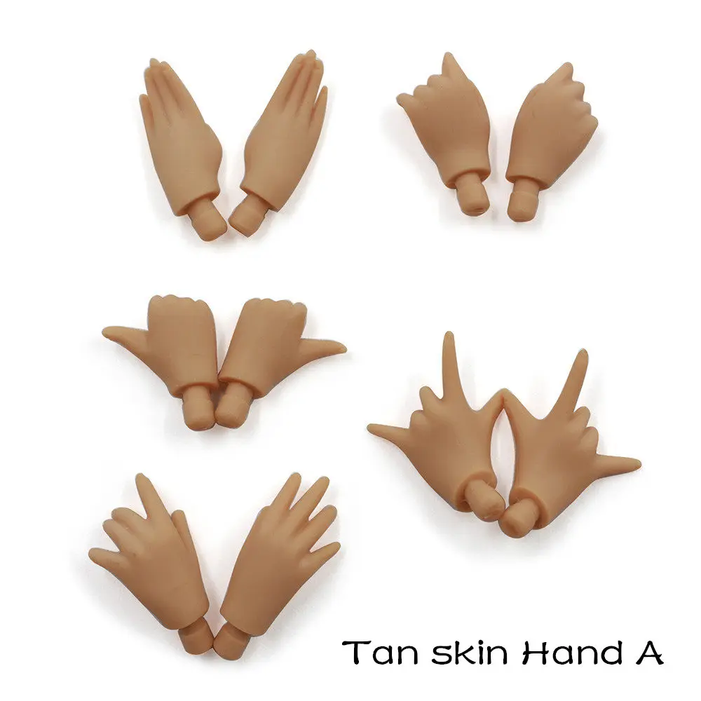 Blyth dolls hand set A&B for 1/6 joint body doll ICY DOLL five skin color white tan dark replaceable hands toy gift
