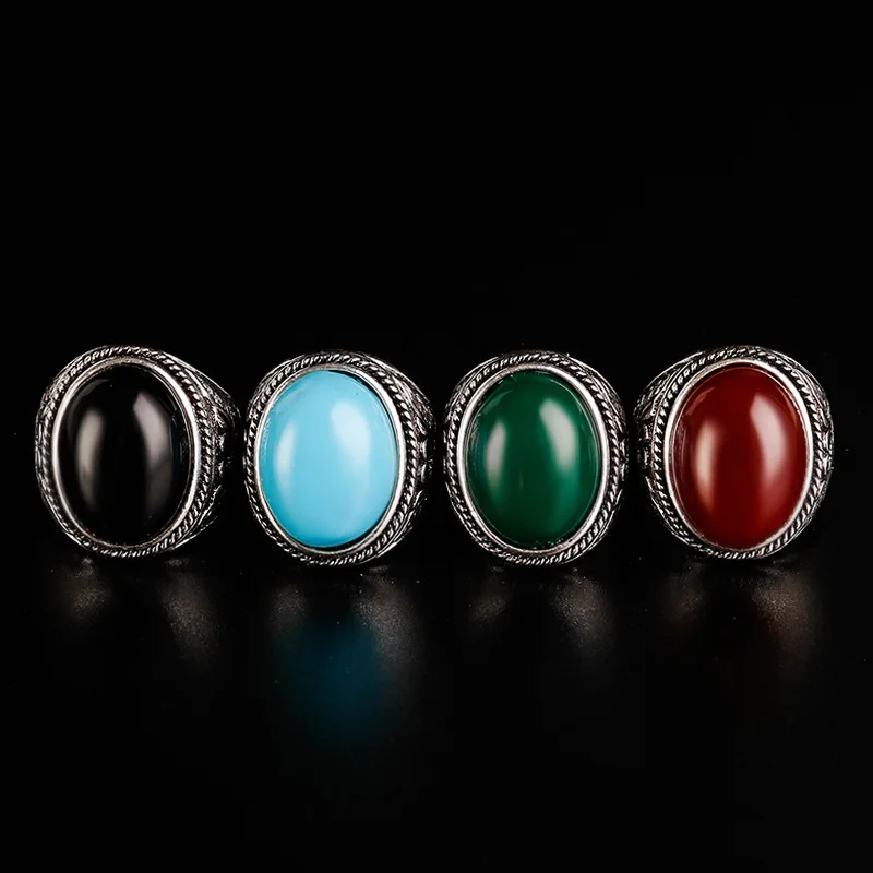 Vintage Rings For Women Male Green Oval Stone Ring Men Engagement Jewelry Ringen For Best  31055