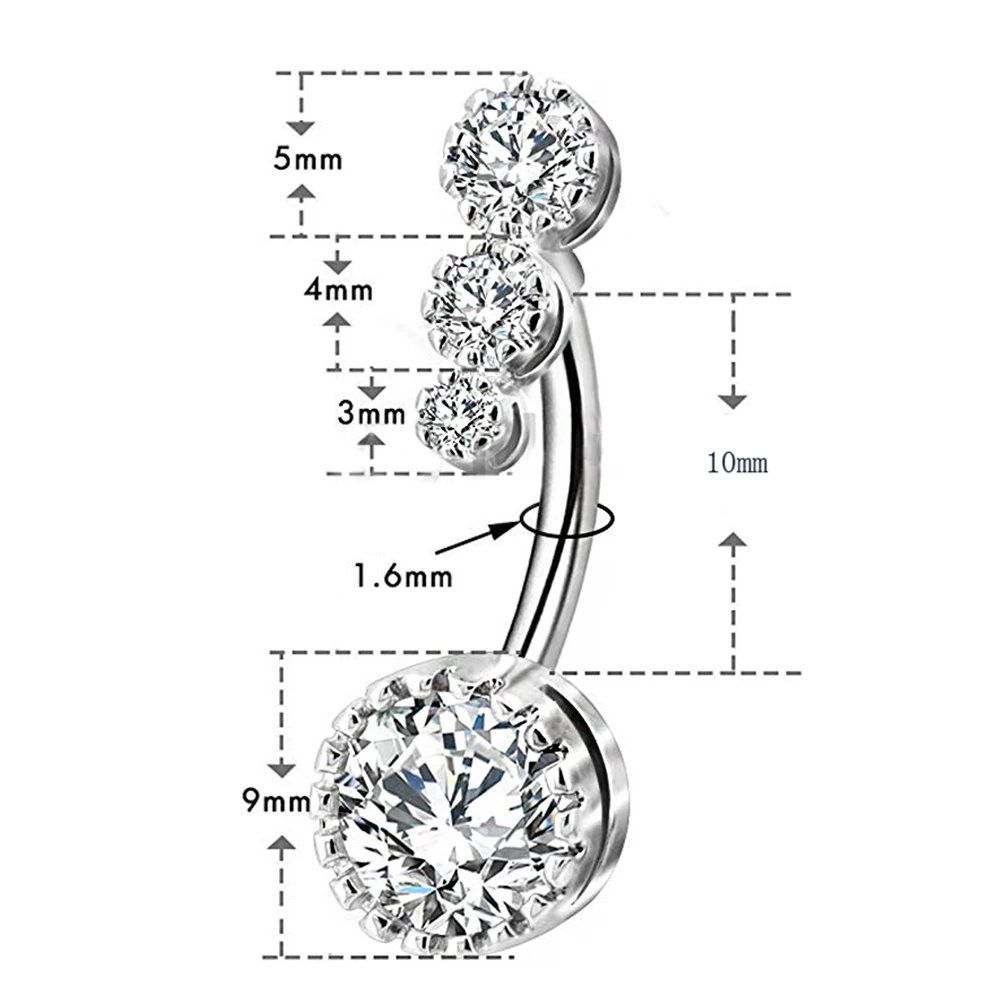 High Quality Belly Button Rings 316L Surgical Steel Navel Rings Banana Piercing Nombril Ombligo Women Men 1.6*10mm Body Jewelry
