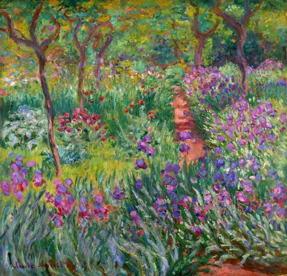 

100% handmade landscape oil painting reproduction on linen canvas,the-iris-garden-at-giverny-1900 by claude monet