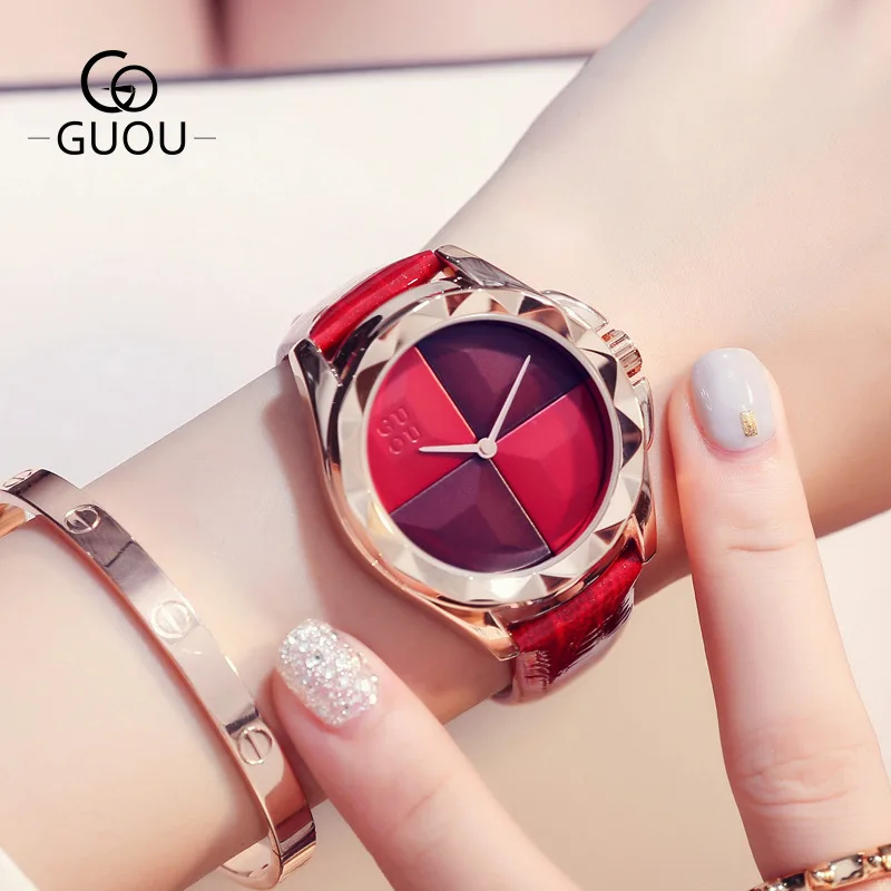 2019 new korean style fashions Ladies' watches cheeks pattern large dial tidal lether watchband quartz watches G8815