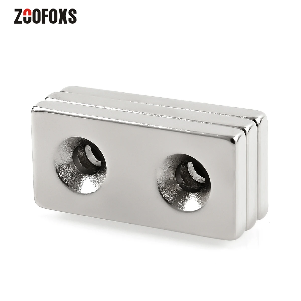 ZOOFOXS 2pcs 40x20x5mm Double 5mm Hole N35 Square Block Countersunk NdFeB Neodymium Magnet Rare Earth Powerful Magnets 40*20*5mm