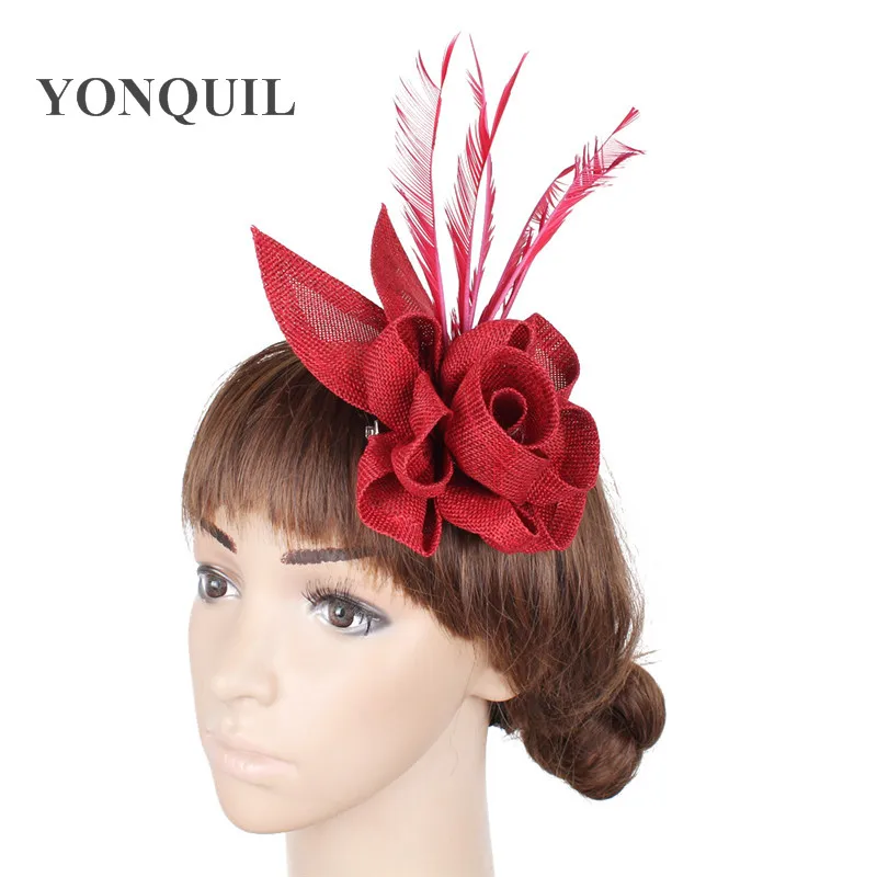 

Women Wedding Hair Accessories Event Fascinator Elegant Headband Bridal With Feather Millinery Party Decoration Headwear Hairpin