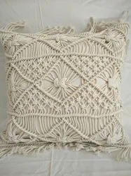 Cushion Covers 100% Cotton Linen Macrame Hand-Woven Thread Pillow Covers Geometry Bohemia Style Pillowcase Home Decor 45*45cm