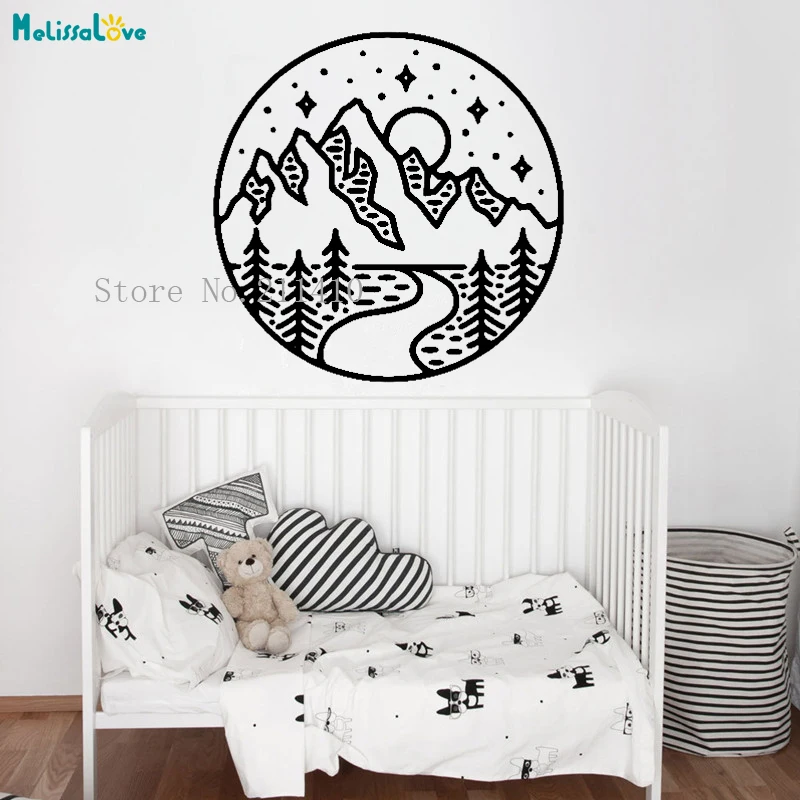 Beautiful Forest Under the Moonlight Wall Sticker Decals Home Decoration For Kids Room Removable Exquisite Vinyl Murals YT294