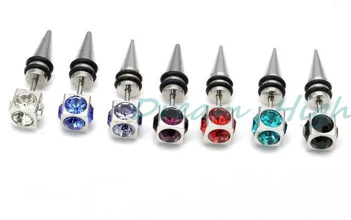 

New Arrival 316L Statinless Steel Earring Fashion Ear Stud Fake Ear Expander Men's Ear Ring 100PCS/LOT