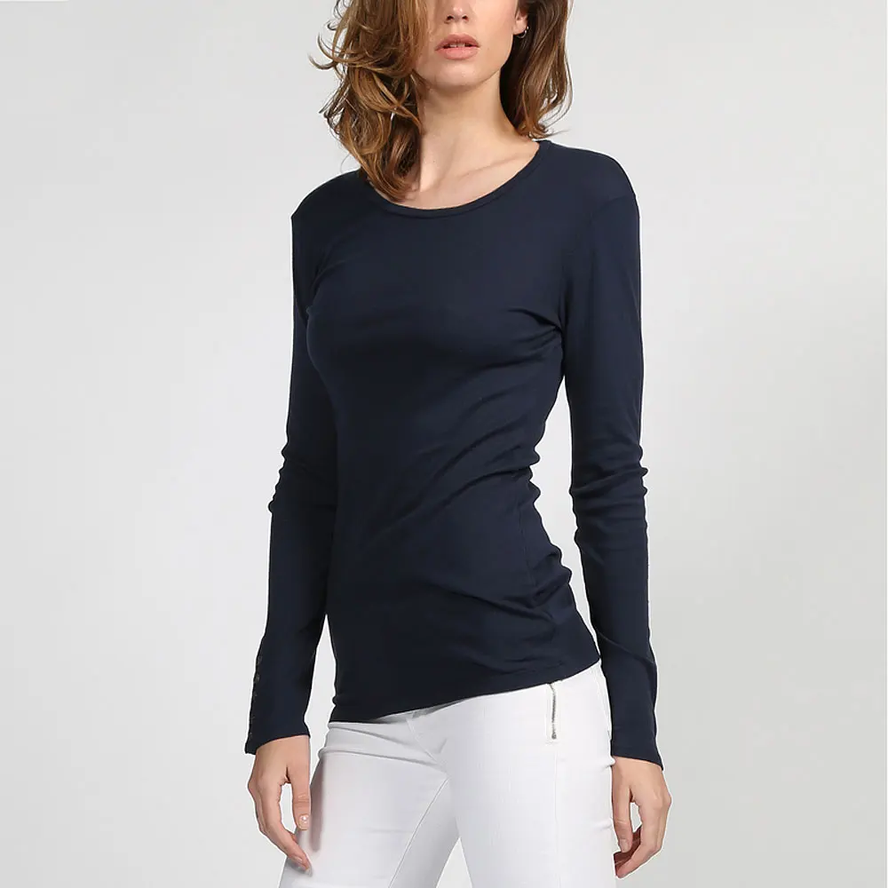 Women Girls Cotton T-shirt Solid Long Sleeve Casual Tee Size Undershirt Atacado Roupas Femininas Lady Clothes Tees & Tops