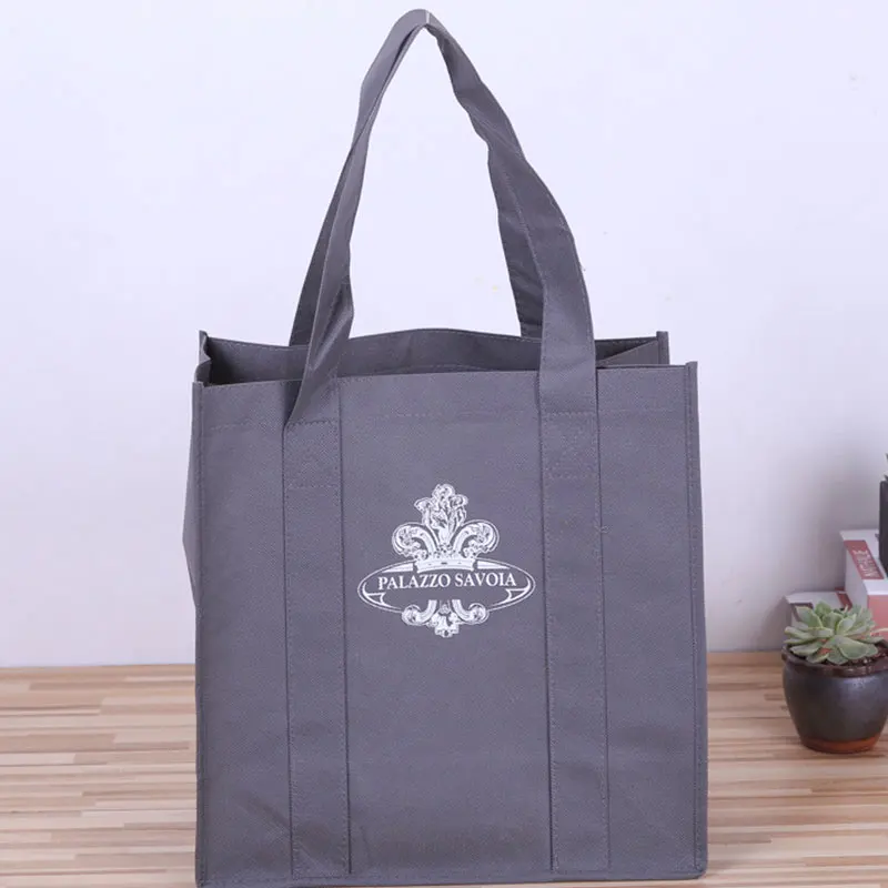 100pcs Black Non Woven Custom Design Shopping Bag Print Reusable Promotion Eco-friendly Polypropylene Tote Pouch Storage Handbag