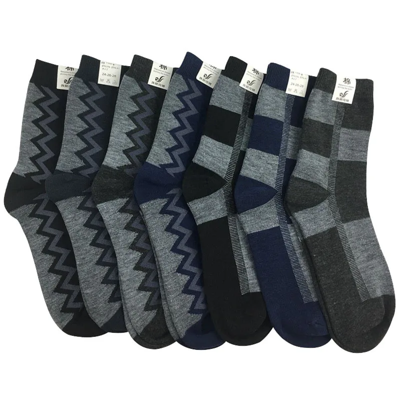 Chaussettes en coton pour hommes, 10 paires, Design Jacquard, pratique, Durable, mise en forme, confortable, printemps et hiver