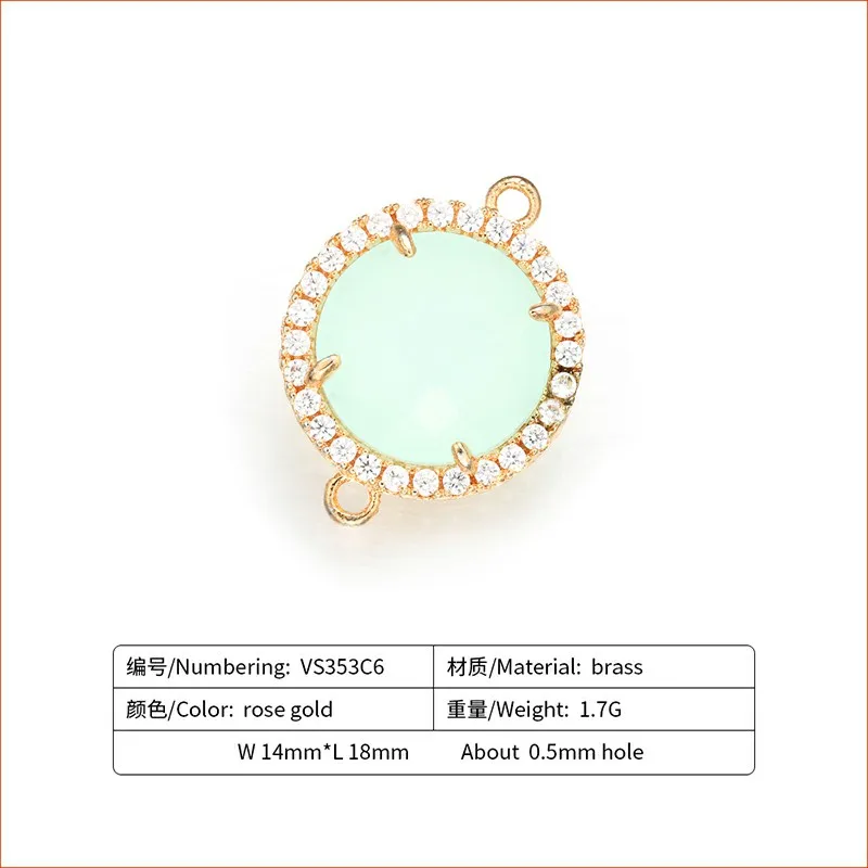 ZHUKOU 14x18mm Mooie Messing Zirconia Ronde Kristal Connectors voor Ketting Handgemaakte sieraden maken bevindingen model: VS353