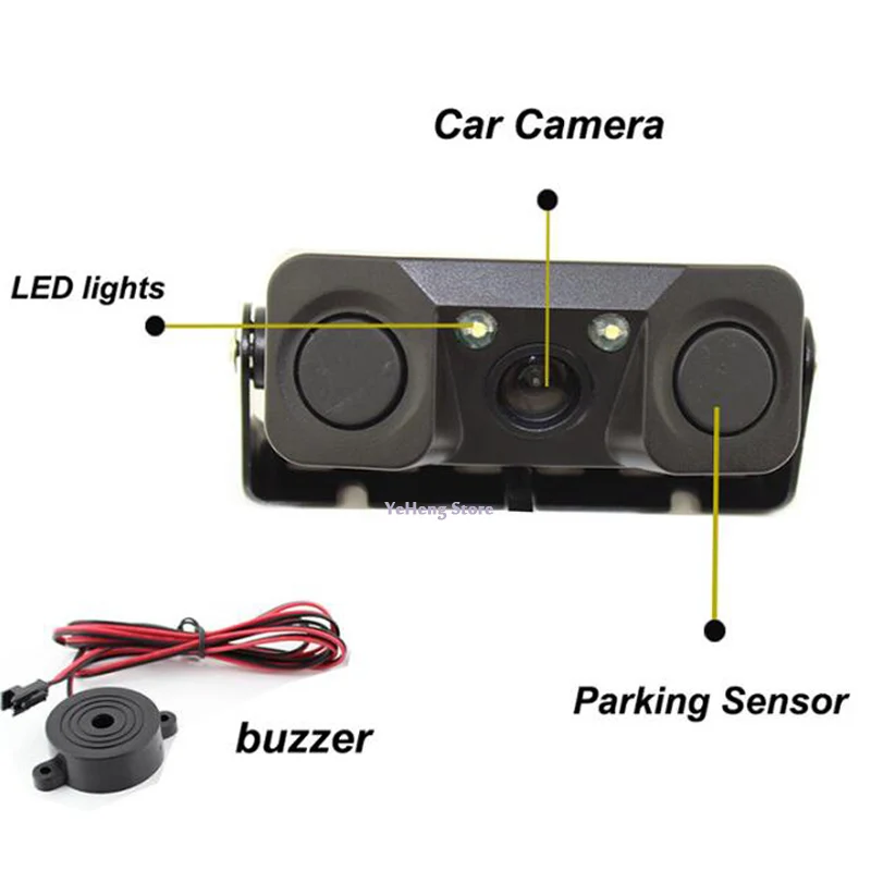 Sensor de aparcamiento para coche, cámara de visión trasera de 5 pulgadas, 800x480, pantalla LCD Digital, sistema de aparcamiento, 3 en 1