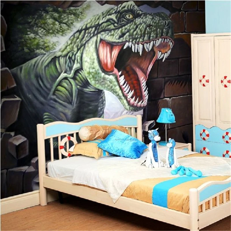 beibehang papel de parede 3D stereoscopic dinosaurs made a large mural fresco personality living room background wallpaper