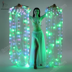 New 2018 Performance Prop Light up LED Fans Shiny Pleated Festival Carnival Dance Costume Accessories Belly Dance Fan