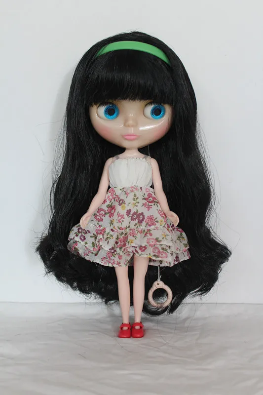 

Кукла Blygirl Blyth с челкой, черные волосы, Обнаженная кукла, прозрачная кожа, обычная самодельная кукла с шарнирами 7 для смены макияжа