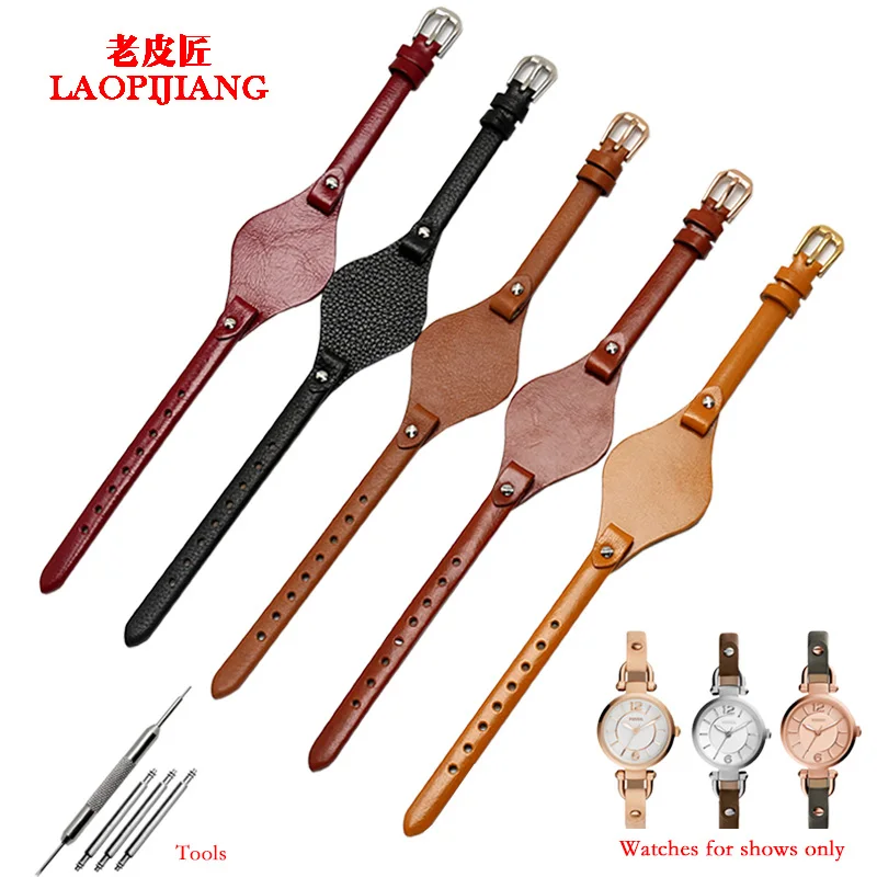 

High Quality Plain Genuine Leather Watchband fit Fossil ES4114 ES4113 ES3625 ES3616 Watch with Stainless Steel Buckle Lady Strap