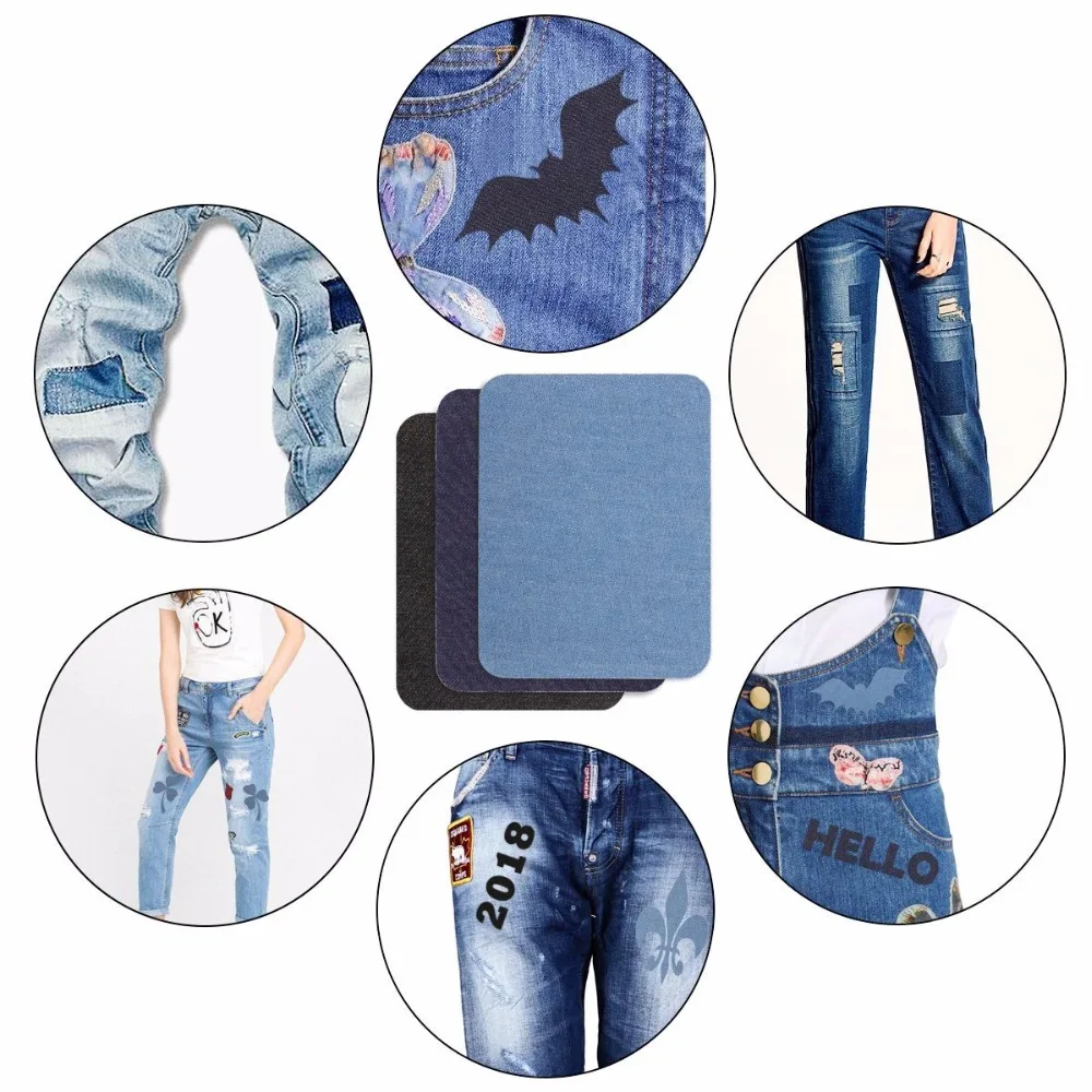 10 pz/lotto toppe termoadesive riparazione ginocchio gomito toppe Jeans patch Applique per cucire per vestiti adesivi fai da te accessori per cucire