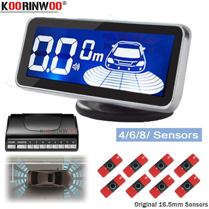 

Koorinwoo Parkmaster Original Flat 16.5MM Parking Sensors 8 Voice/BEEP Automobile Radar Blind Car Detector Parking Assist sensor