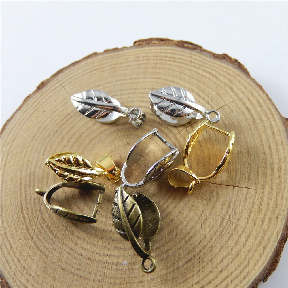 (12piece)Mix Antiqued 3Colors Tone Brass Vivid Leaf Clasps End Pendant Charms Findings Handmade Crafts Jewelry Accessory 52619