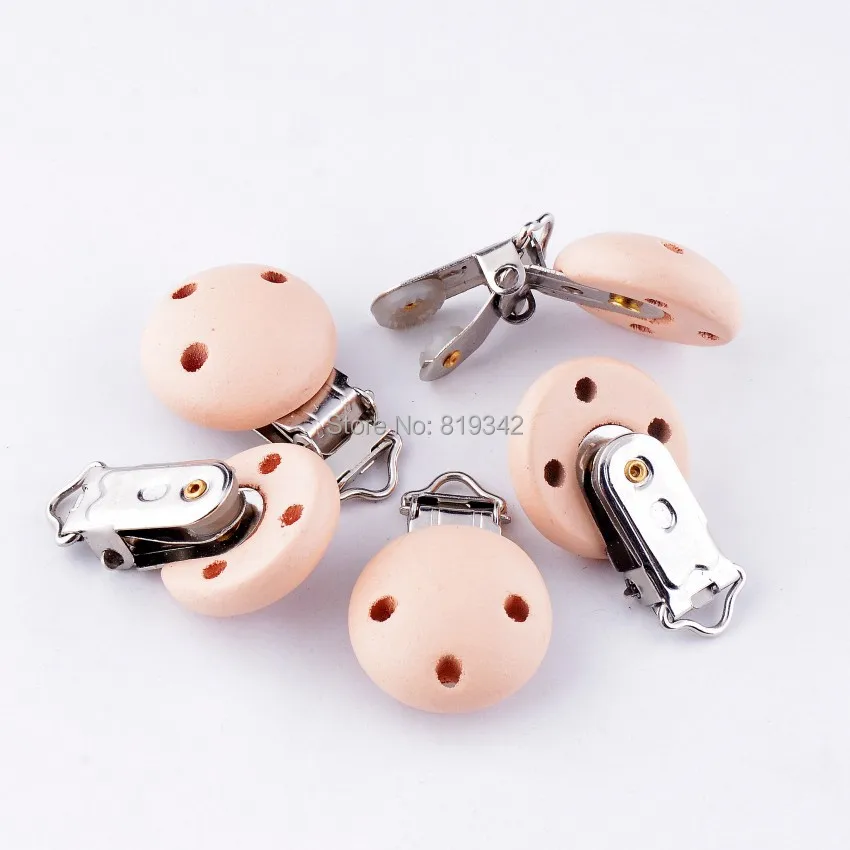 10PCs Baby Pacifier Clips Nature Pattern Wood Metal Holders Cute Infant Soother Clasps Accessories 4.4x2.9cm