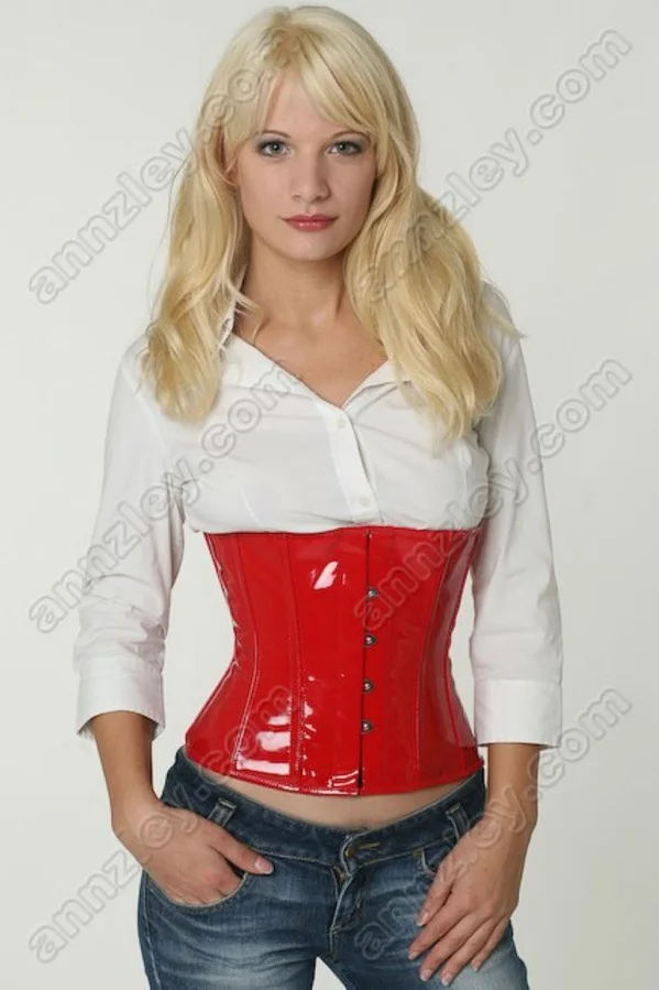 Annzley Corset! Custom Made Steel Boned Red Patent Leather Corset Underbust Waist Cincher