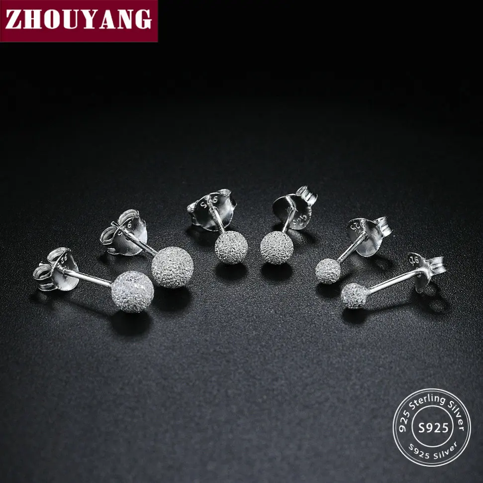 ZHOUYANG Unisex Sample Style Small Bean Shaped 925 Sterling Silver Stud Earrings Fine Jewelry EY233 EY234 EY235