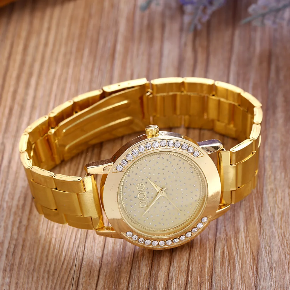 New Women Watches Top Gold Metal Mesh Stainless Steel Watch Ladies Crystal Casual Quartz Watch Women Clock Relogio Feminino Hot