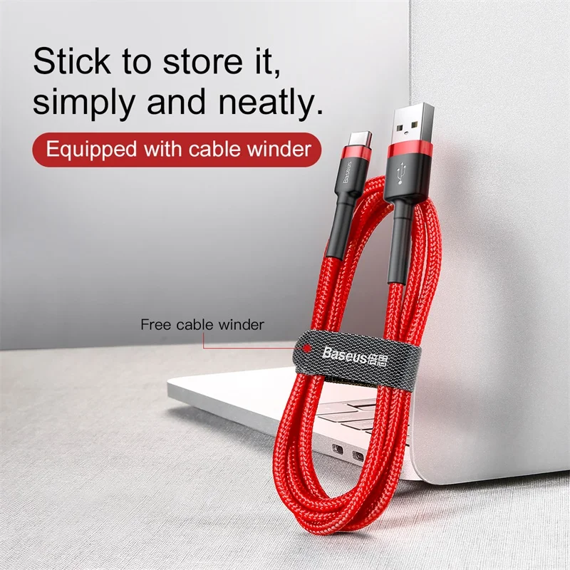 Baseus USB C Cable Type C Cable for Samsung S20 S10 Qucik Charge 3.0 USB C Cable Phone Wire Cord USB Type C Cable for Xiaomi