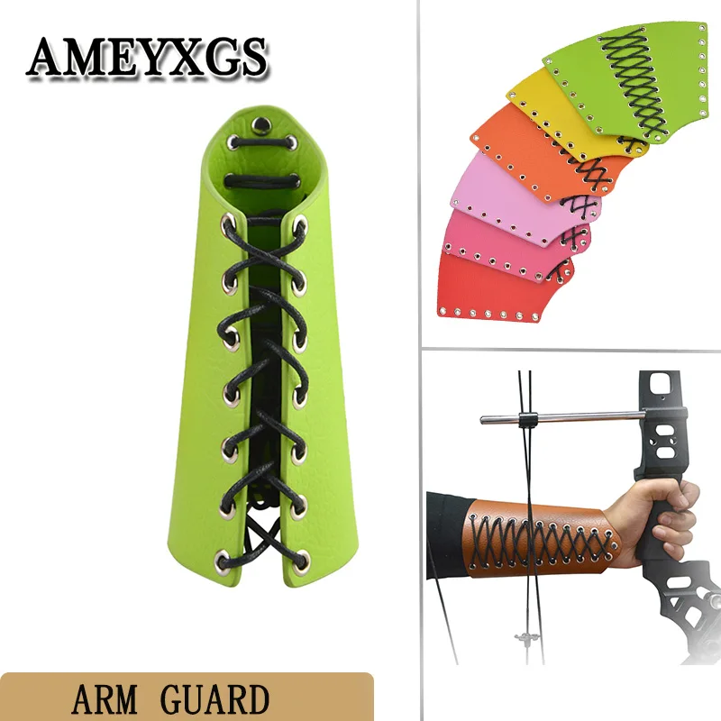 1pc Archery Arm Guard PU Material Pull Wire Arm Guard Hunting Shooting Protective Gear For Protect Your Arms From Injury