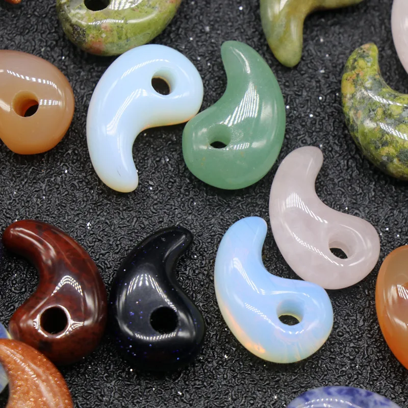 10pcs/lot Natural Stone Pendants Crystal Agates Magatama Stone Beads Pendant For Necklace  Jewelry Making About 22x14mm
