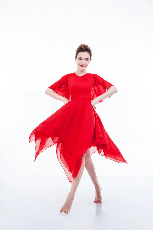 New White Red Black Jasmine Ballet Long Dress  Classic Chiffon Modern Dance Ballet skirt Elegant Contemporary Dance Costumes