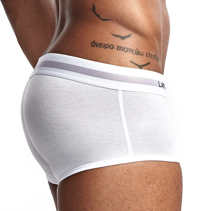 LANVIBUM men underwear solid convex underpants comfortable cotton bowxers soft shorts