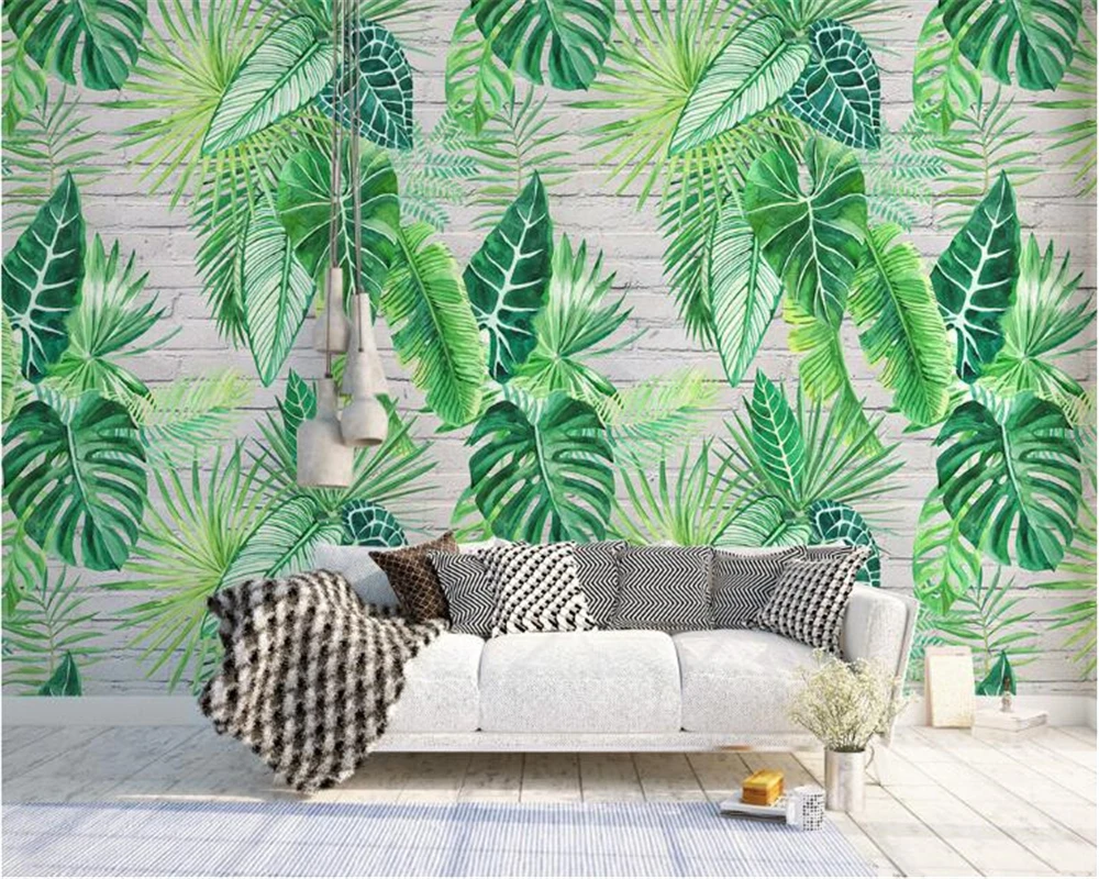 

beibehang Classic personality fashion wallpaper Nordic simple tropical plant turtle leaf background wall murals 3d wallpaper