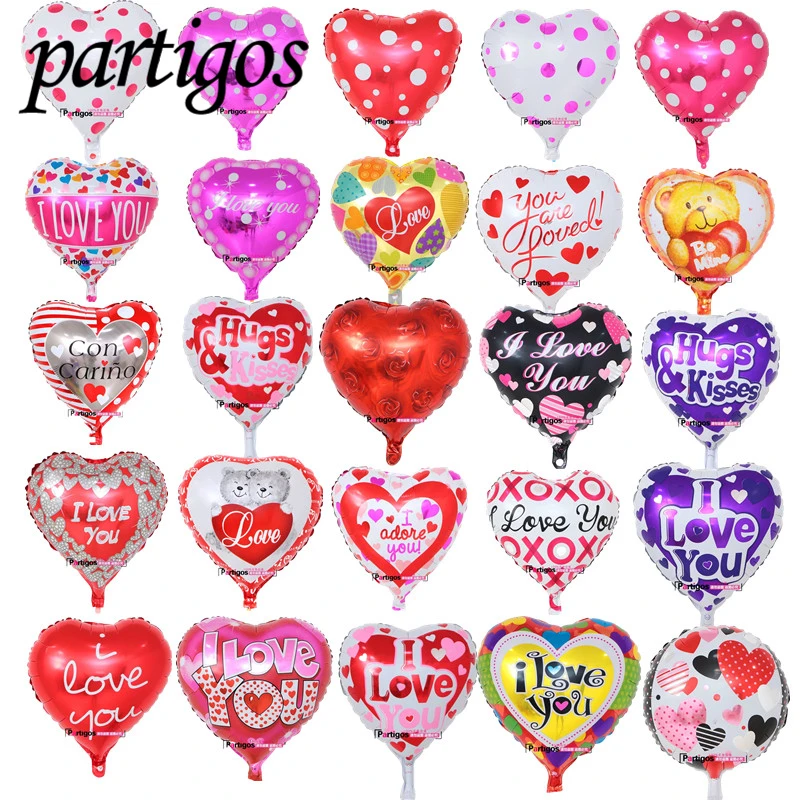 

100pcs/lot 18inch love mix heart shaped aluminum foil balloons LOVE YOU I Balloon Wedding balloon