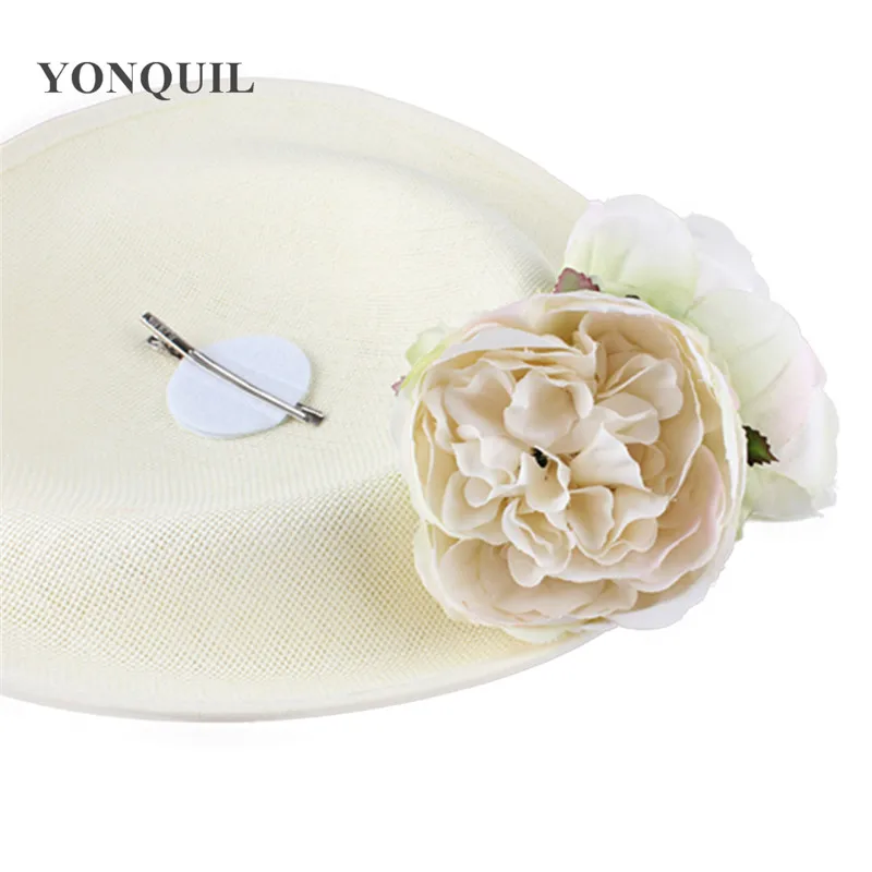 Beige Imitation Linen Wedding Hair Accessories Kentucky Derby Fascinator Headwear High Quality Nice Colorful Cocktail Hat SYF406