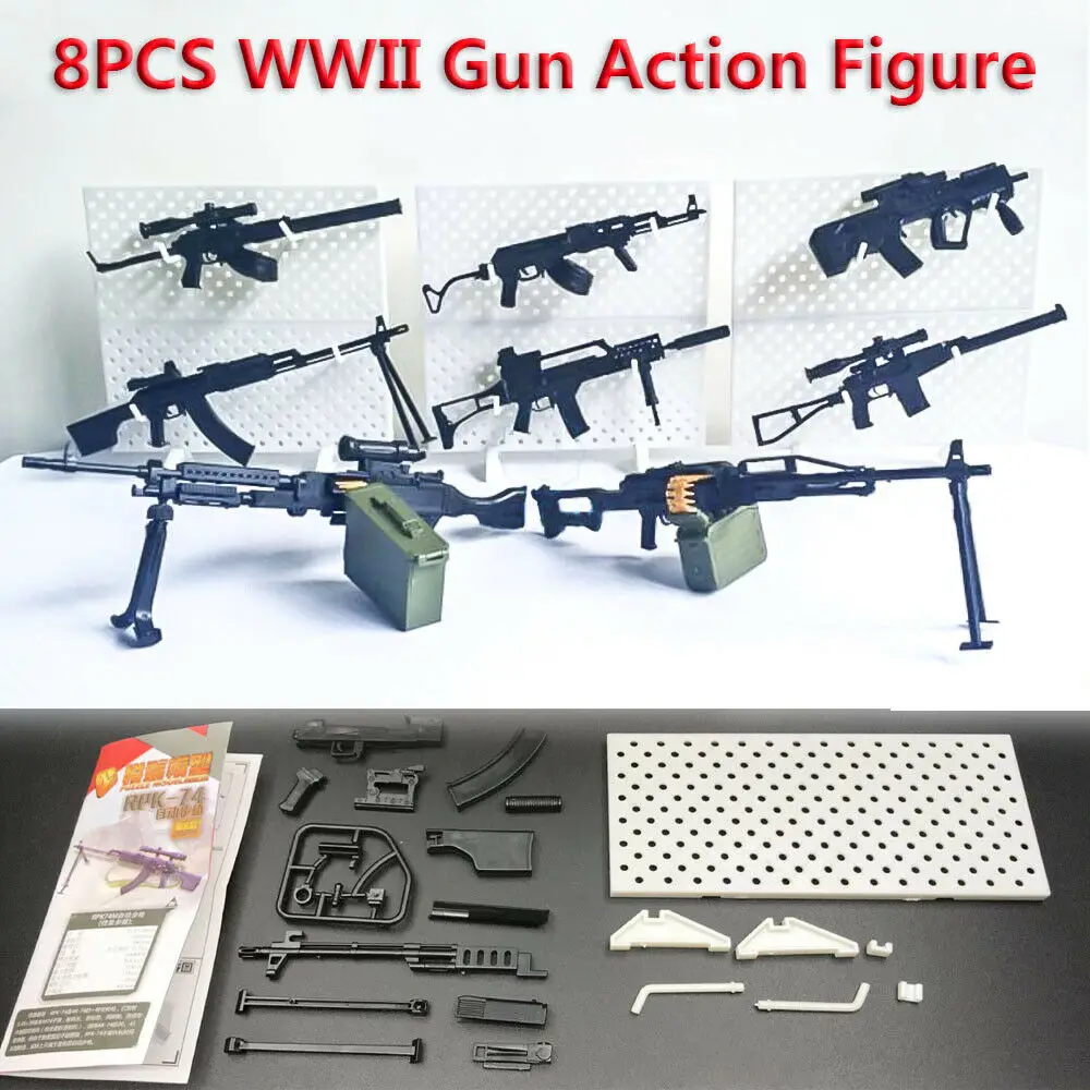 SWAT-pistola mundial a escala 1/6, modelo de ensamblaje RPK74 M240 PKP Tavor G36KSK 9A-91 AK47/AKM ASVAL, Rifle de ametralladora, modelo de rompecabezas, bloque