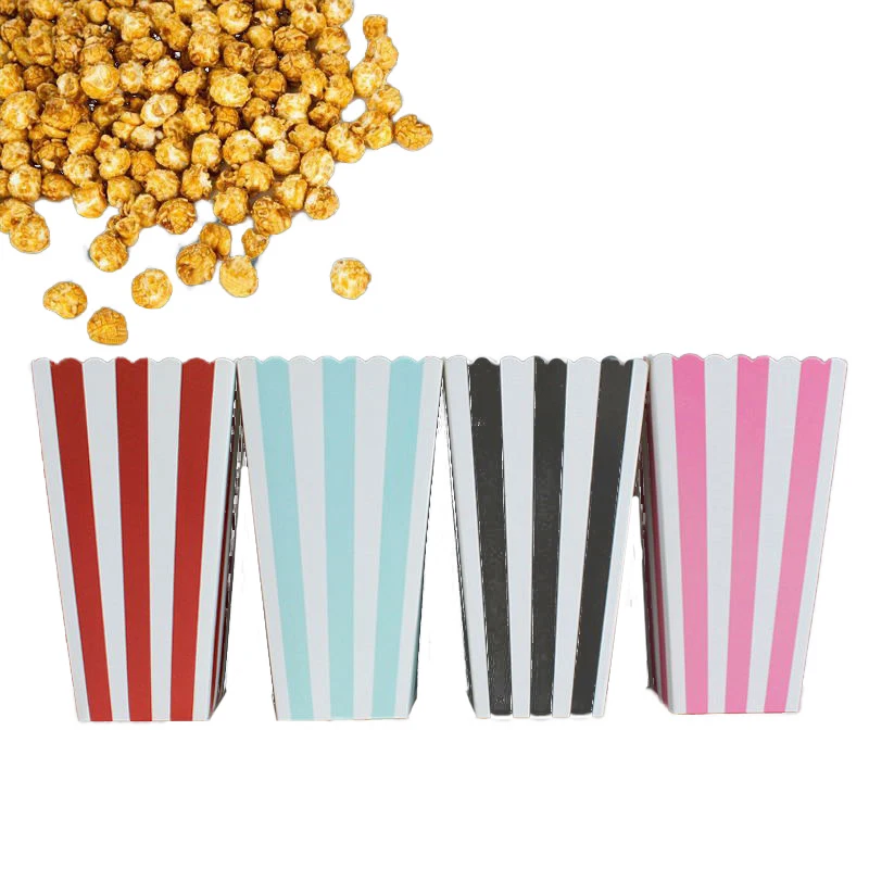 

Disposable Popcorn Cup Snack Paper Box Fries Stripe Box Fast Food Thick Container Cinema Package Cup Colorful Dot Design 12pcs