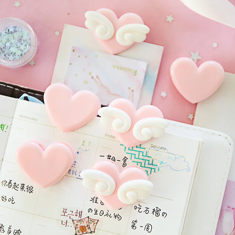 (10 pieces/lot) Japanese Style Love Clip Pink Girl Small Clips Decoration Photo Student Stationery Paper Folder Clip