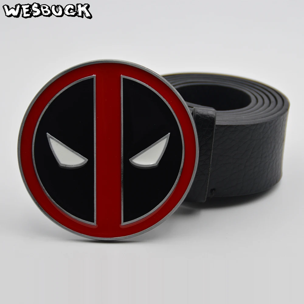 WesBuck Brand Fashion Buckles New Arrival Cool Red Metal Deadpool belt buckle Causal Belt Head